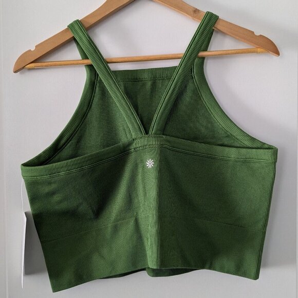 Athleta Tank Top Size XL Green Aurora High-Neck Cropped V-Back Seamless NWT Yoga - Picture 11 of 16